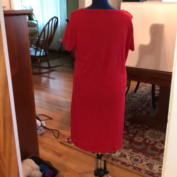 Talbots size XL cherry red cotton sheath dress - Picture 2 of 3